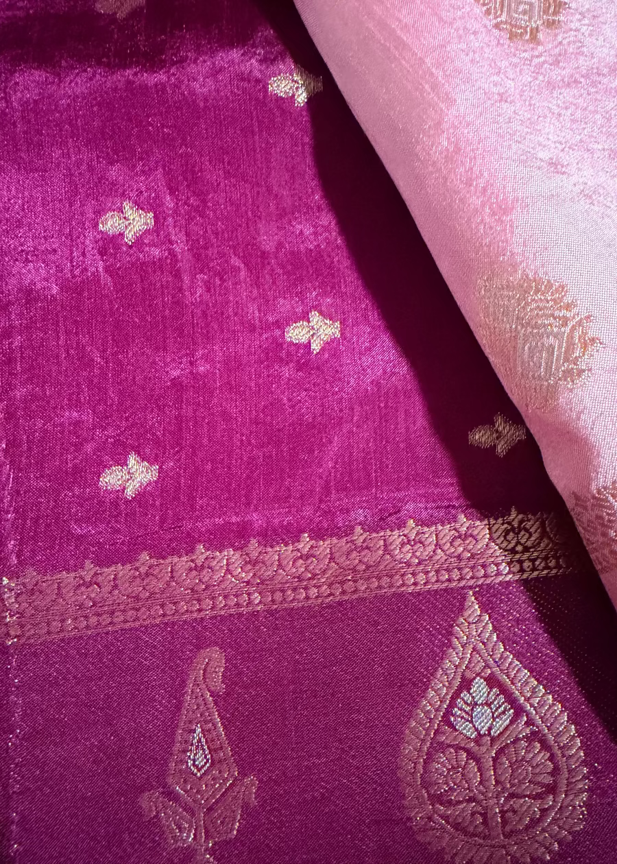Light Pink Semi Silk Saree- Banaras