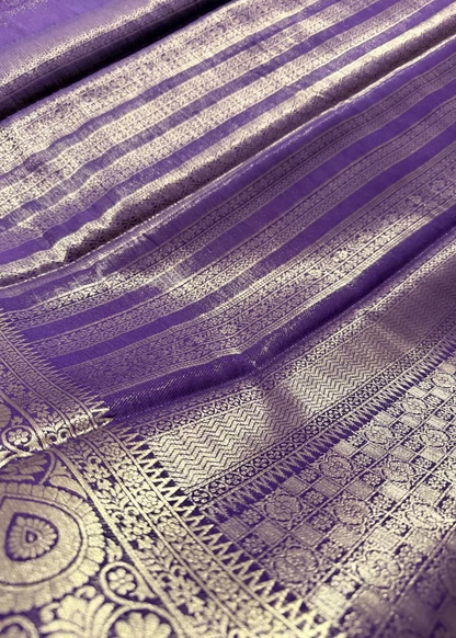 Dark Violet Georgette Brocade Silk Saree- Banaras