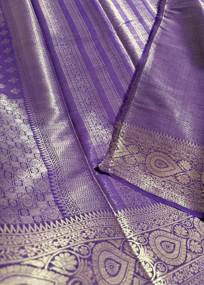 Dark Violet Georgette Brocade Silk Saree- Banaras