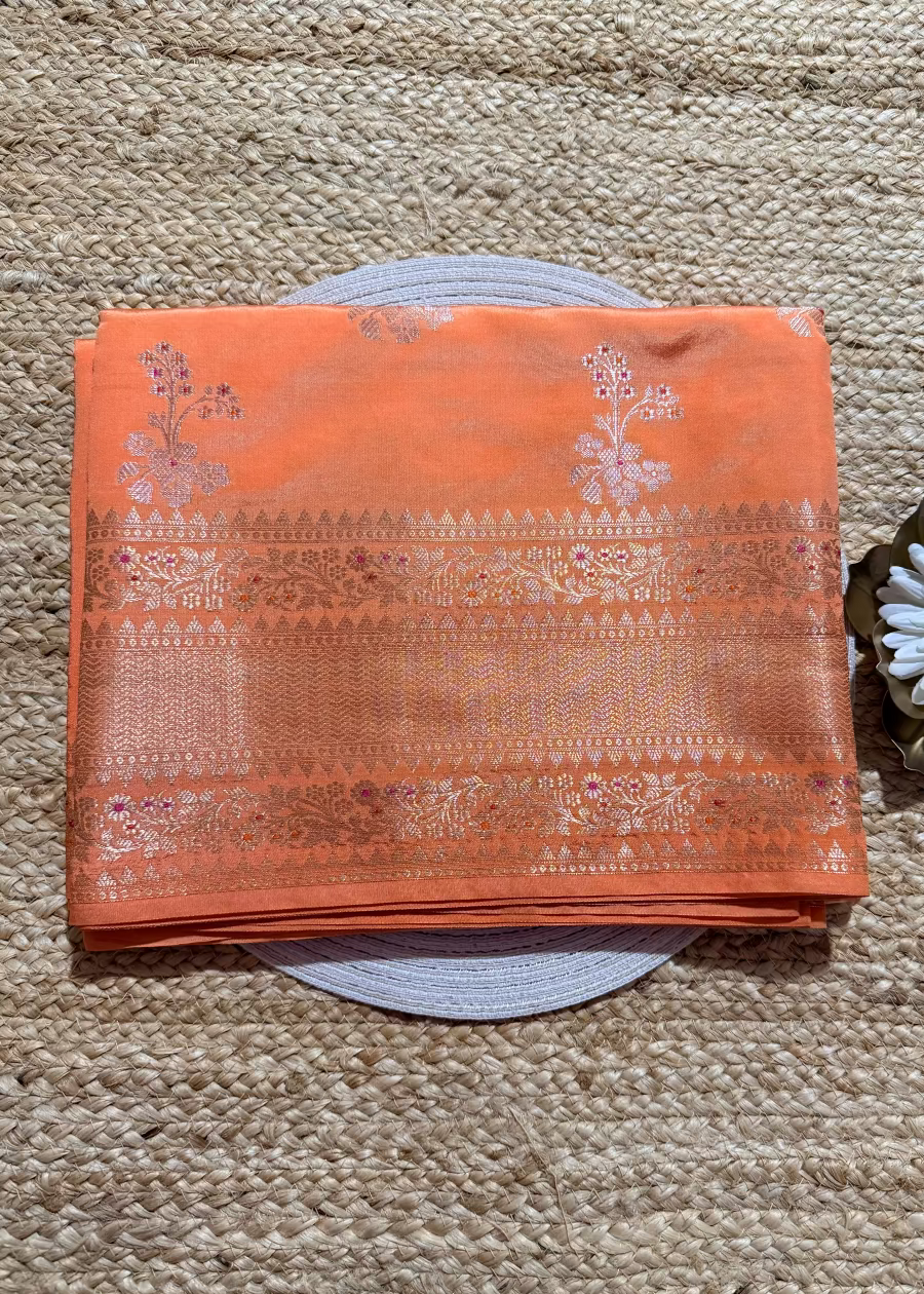 Peach Colour Silk Saree- Banaras