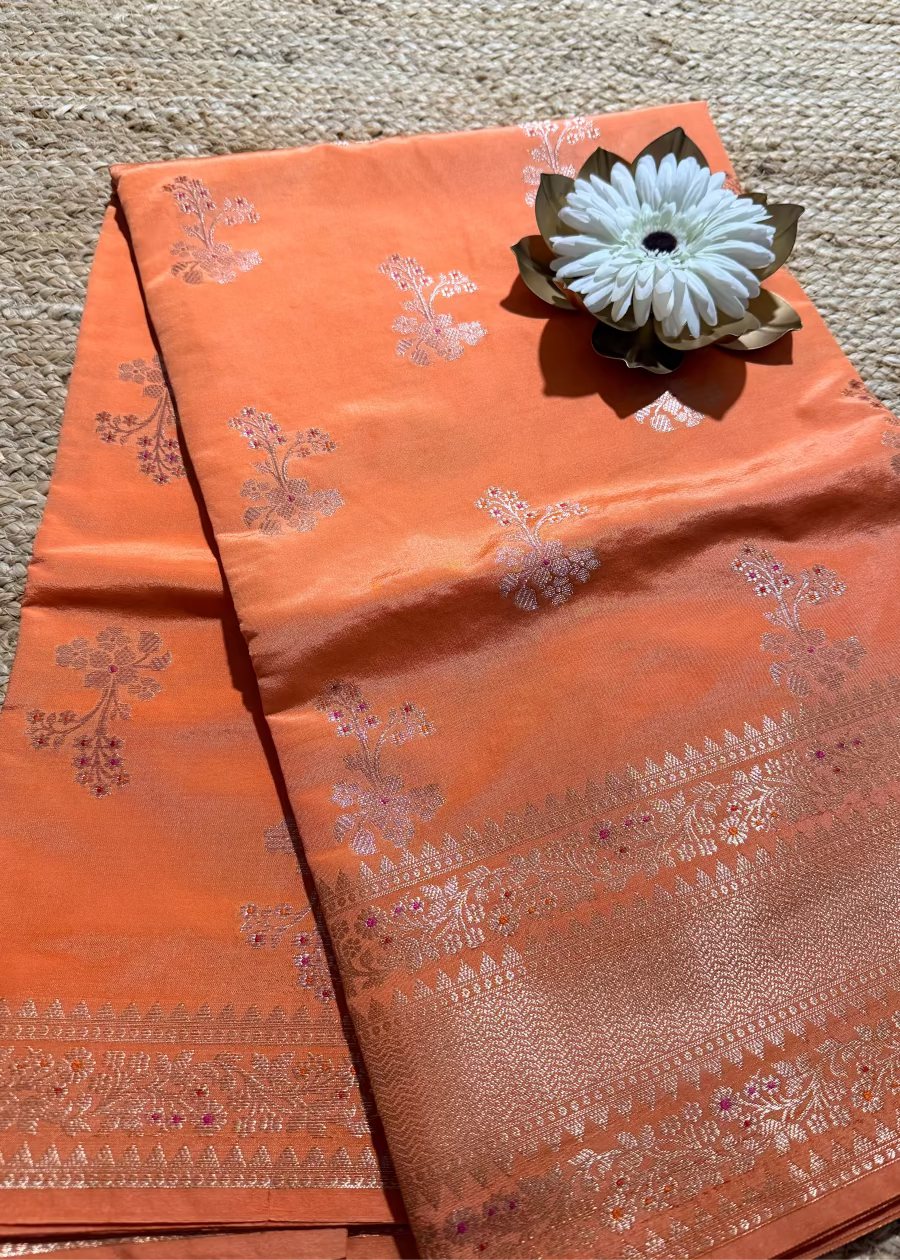 Peach Colour Silk Saree- Banaras