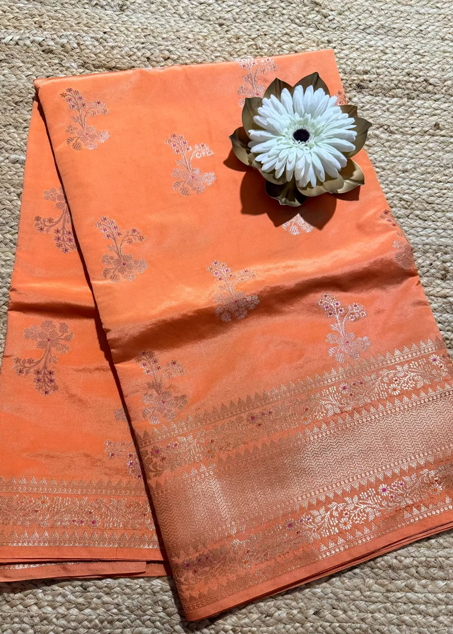 Peach Colour Silk Saree- Banaras