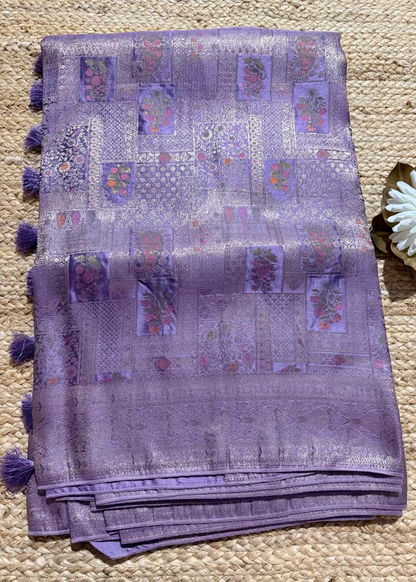 Lavender Colour Brocade Silk Saree- Banaras