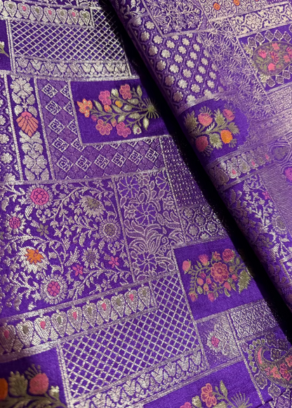 Brocade Design Purple Silk Saree- Banaras