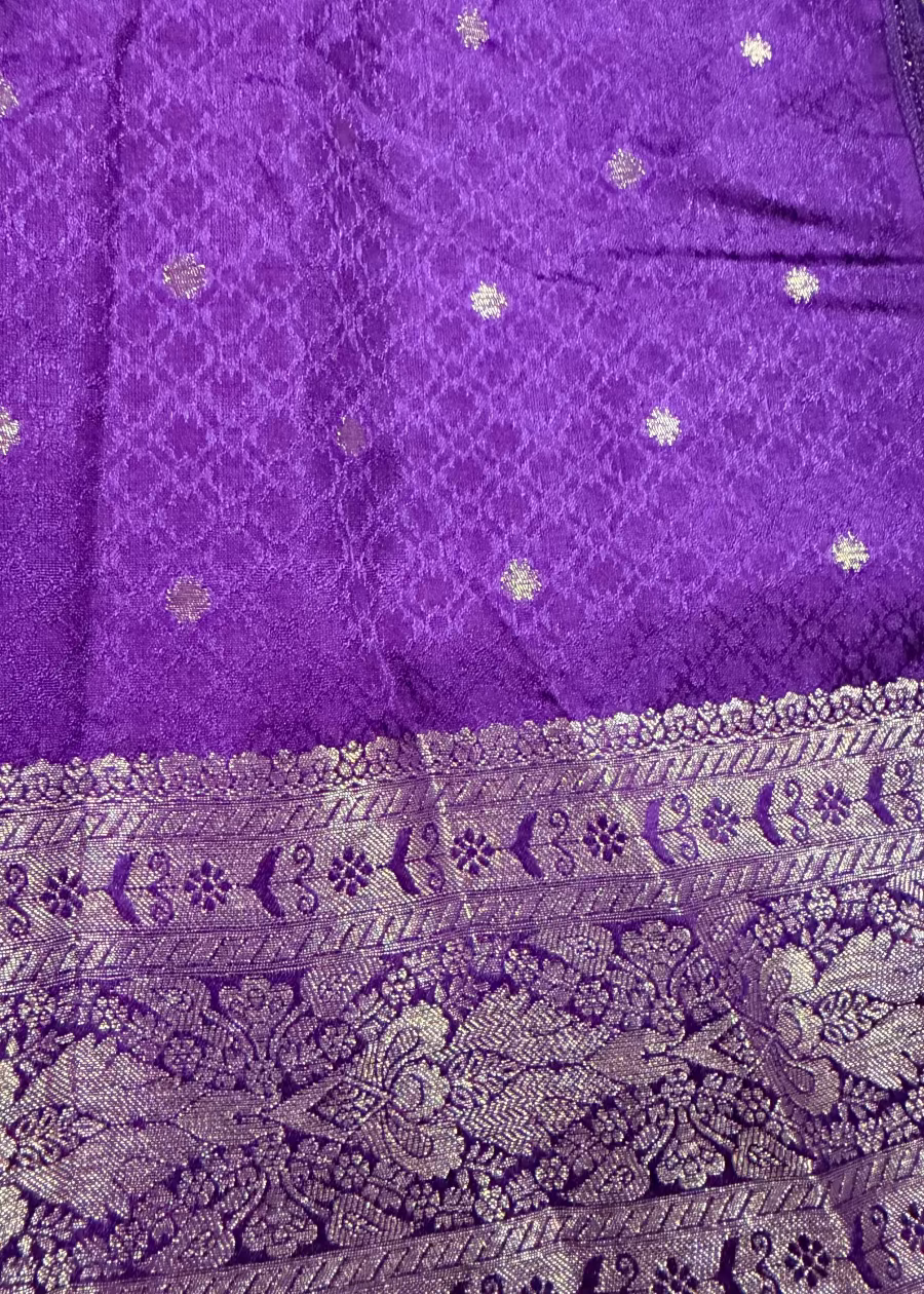 Brocade Design Purple Silk Saree- Banaras