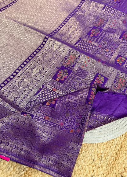 Brocade Design Purple Silk Saree- Banaras