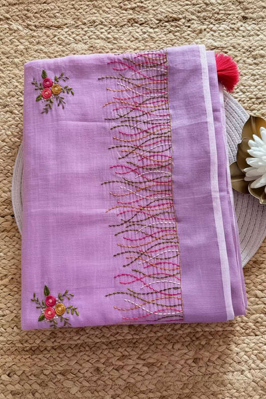 Light Pink  Linen Cotton Saree- Bengal