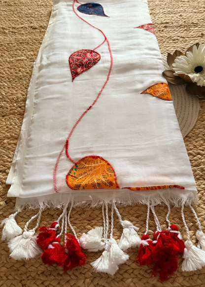 White Soft Mul Cotton Saree- Bengal