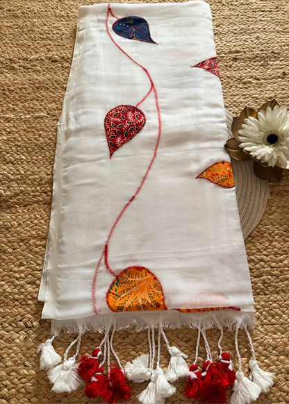 White Soft Mul Cotton Saree- Bengal