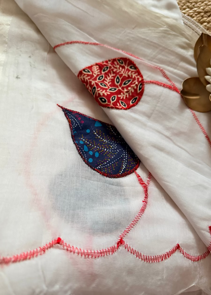 White Soft Mul Cotton Saree- Bengal