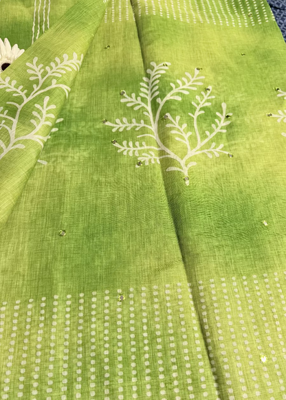 Liril Geen Fancy Linen Saree-Casual