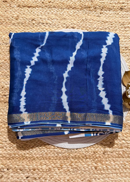 Blue Fancy Linen Saree-Casual