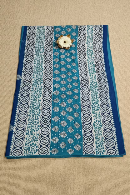 Blue Fancy Linen Saree-Casual