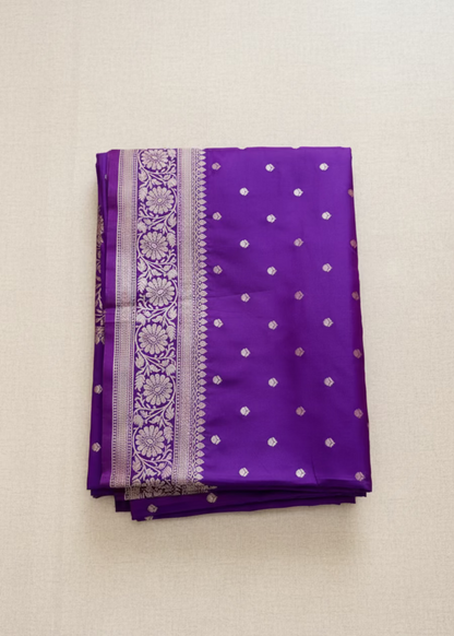 Violet Semi Silk Saree With Buttis- Banaras