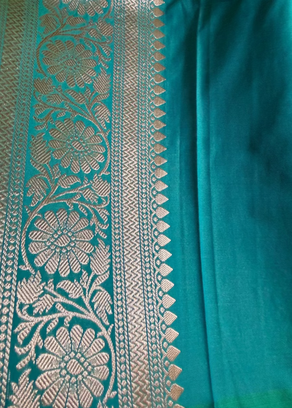 Turqoise Semi Silk Saree- Banaras