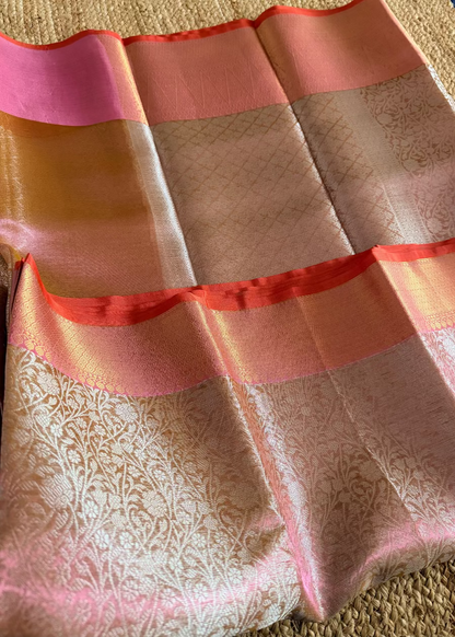 Light Pink Semi Brocade Silk Saree - Banaras