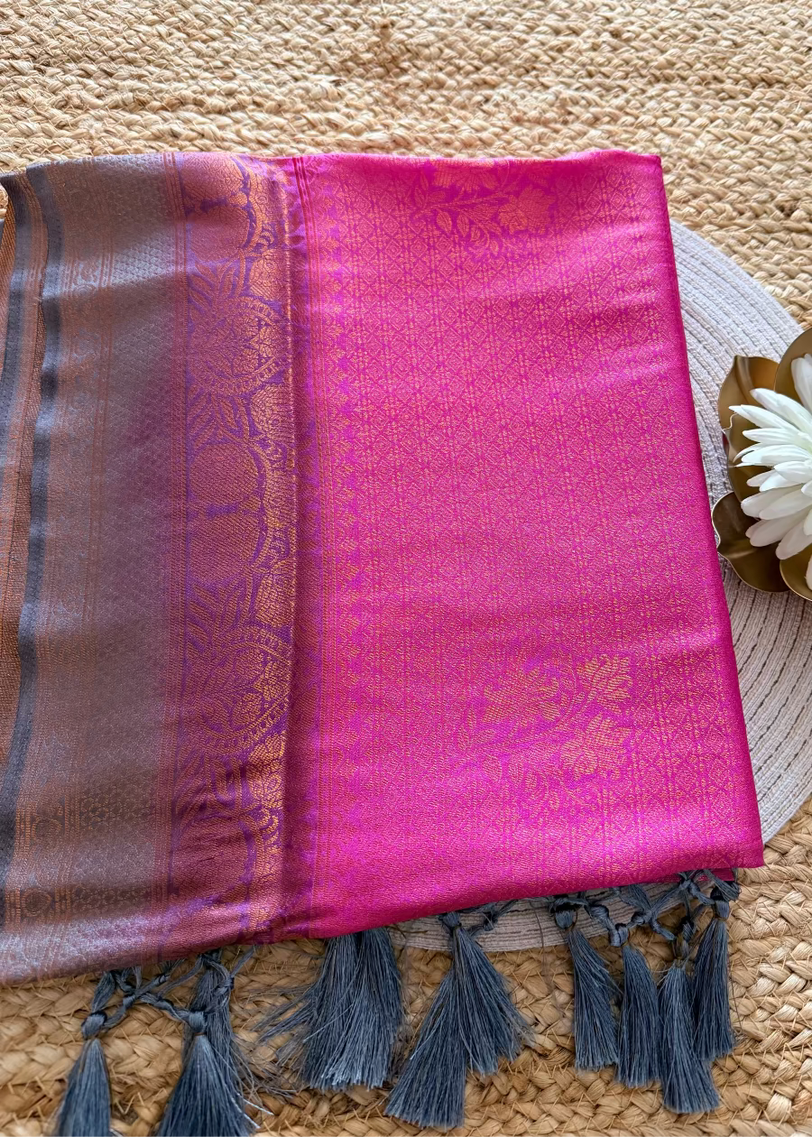 Dark Pink Kubera Semi Silk Saree- TN