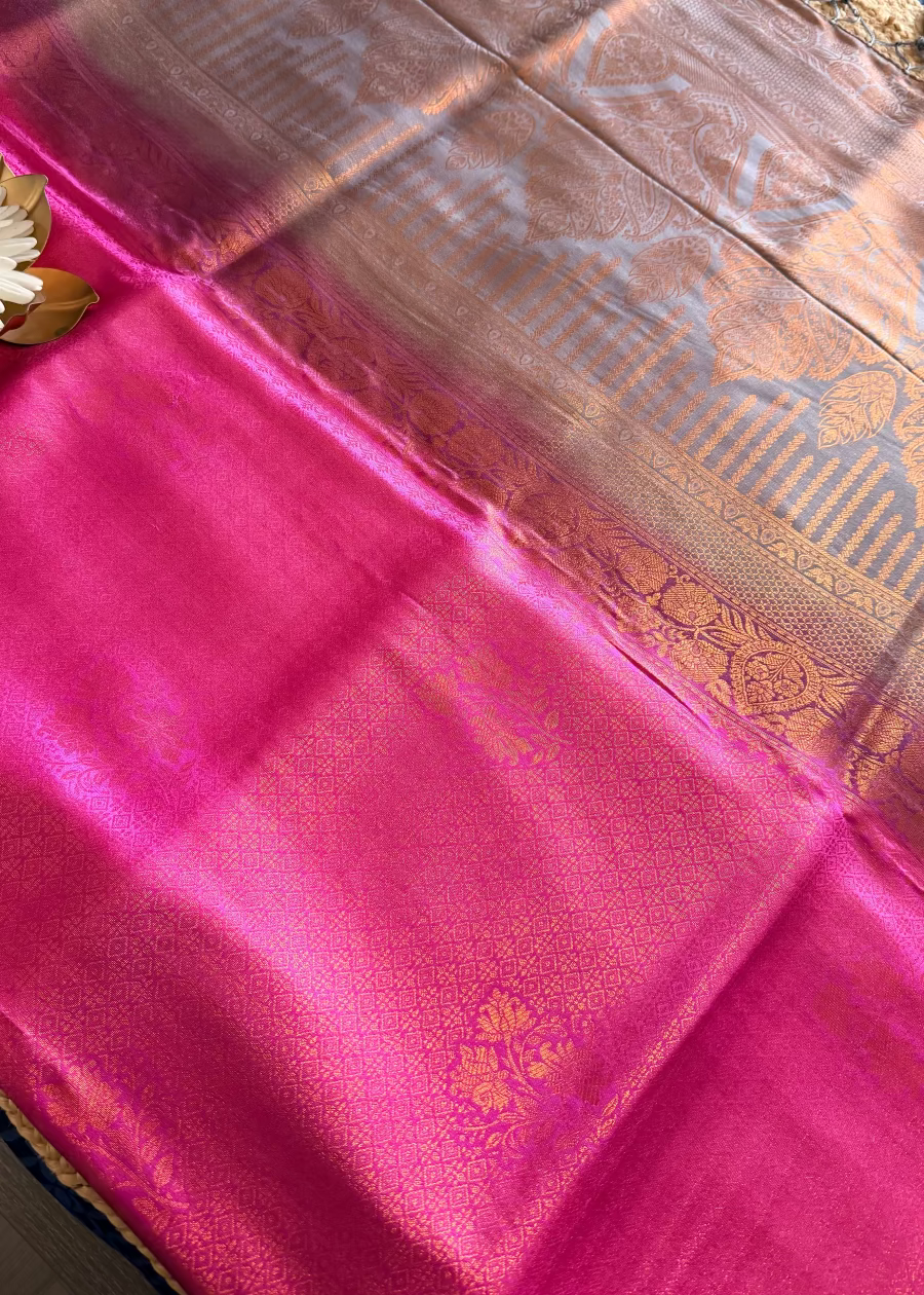 Dark Pink Kubera Semi Silk Saree- TN