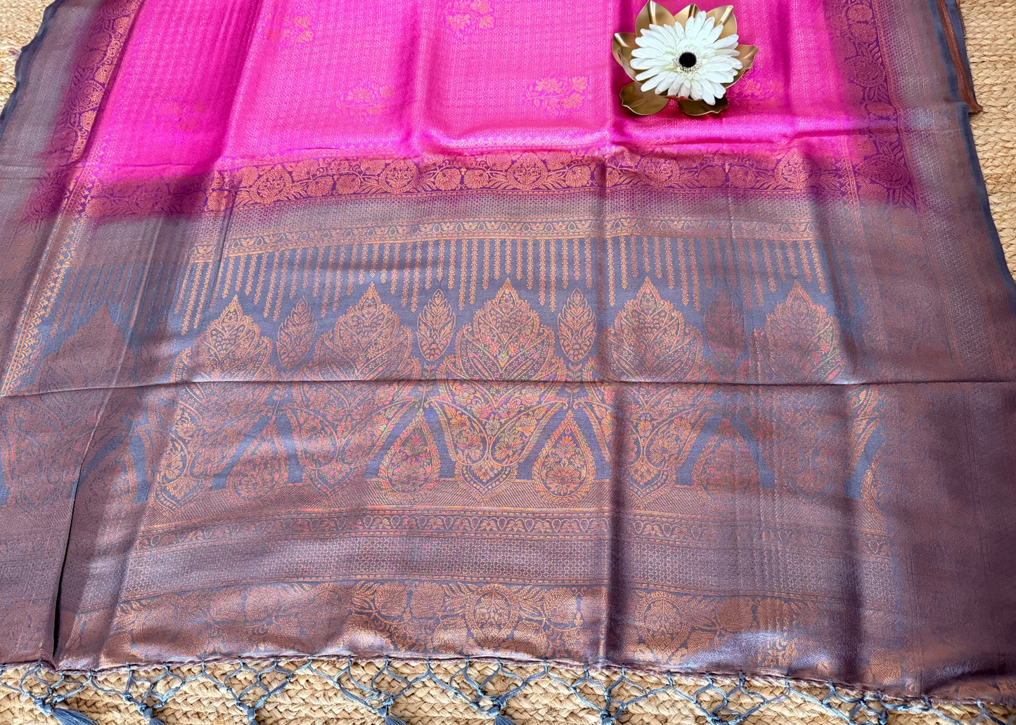 Dark Pink Kubera Semi Silk Saree- TN