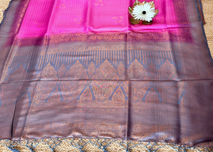 Dark Pink Kubera Semi Silk Saree- TN