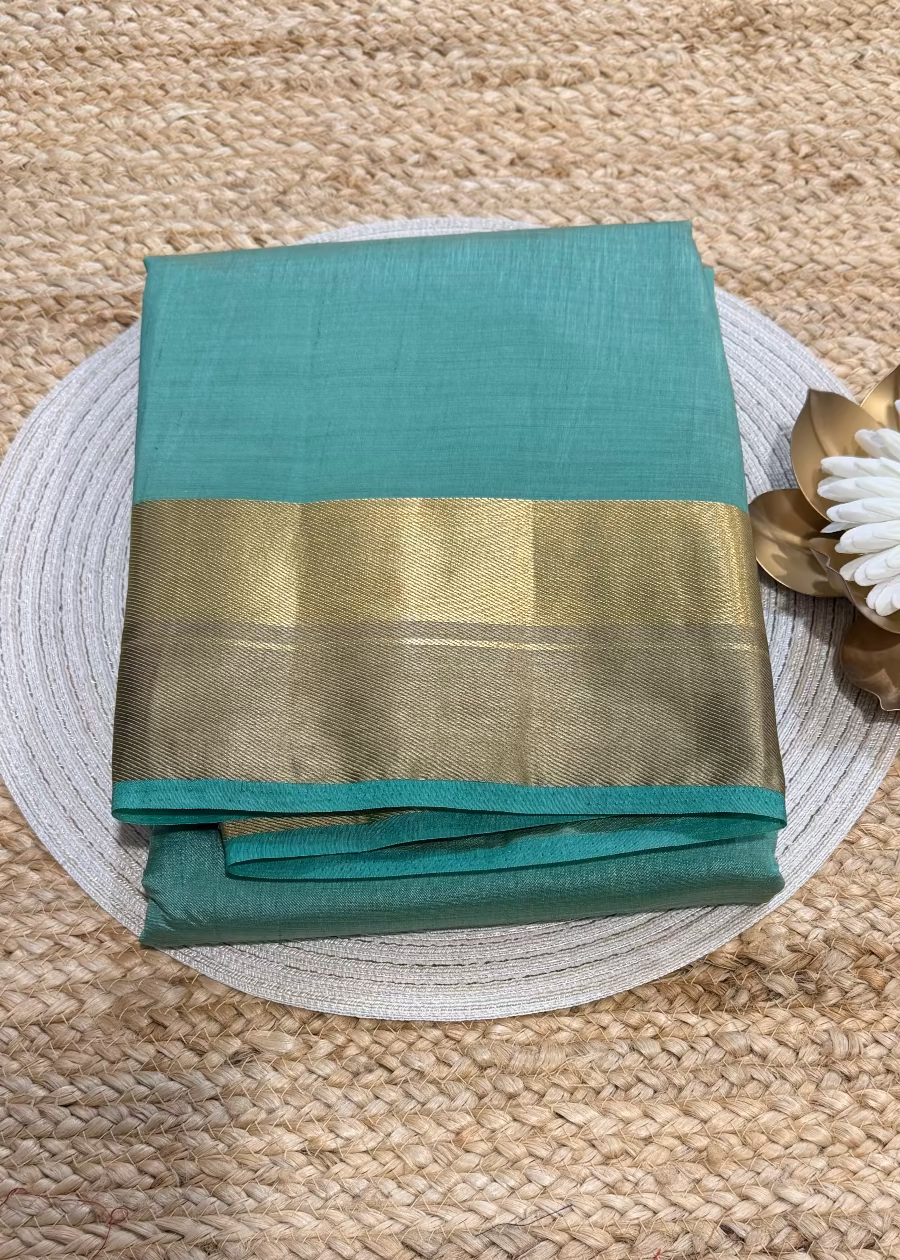 Turquoise Semi Tussar Silk Saree- Casual