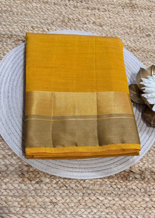 Yellow Semi Tussar Silk Saree- Casual