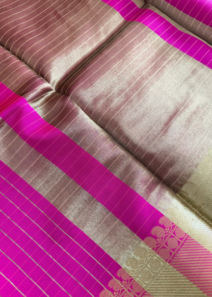Majenta Checks Design Silk Saree- TN