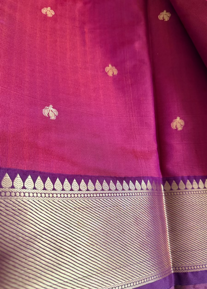 Orange and Brown  Checks Design Saree- TN