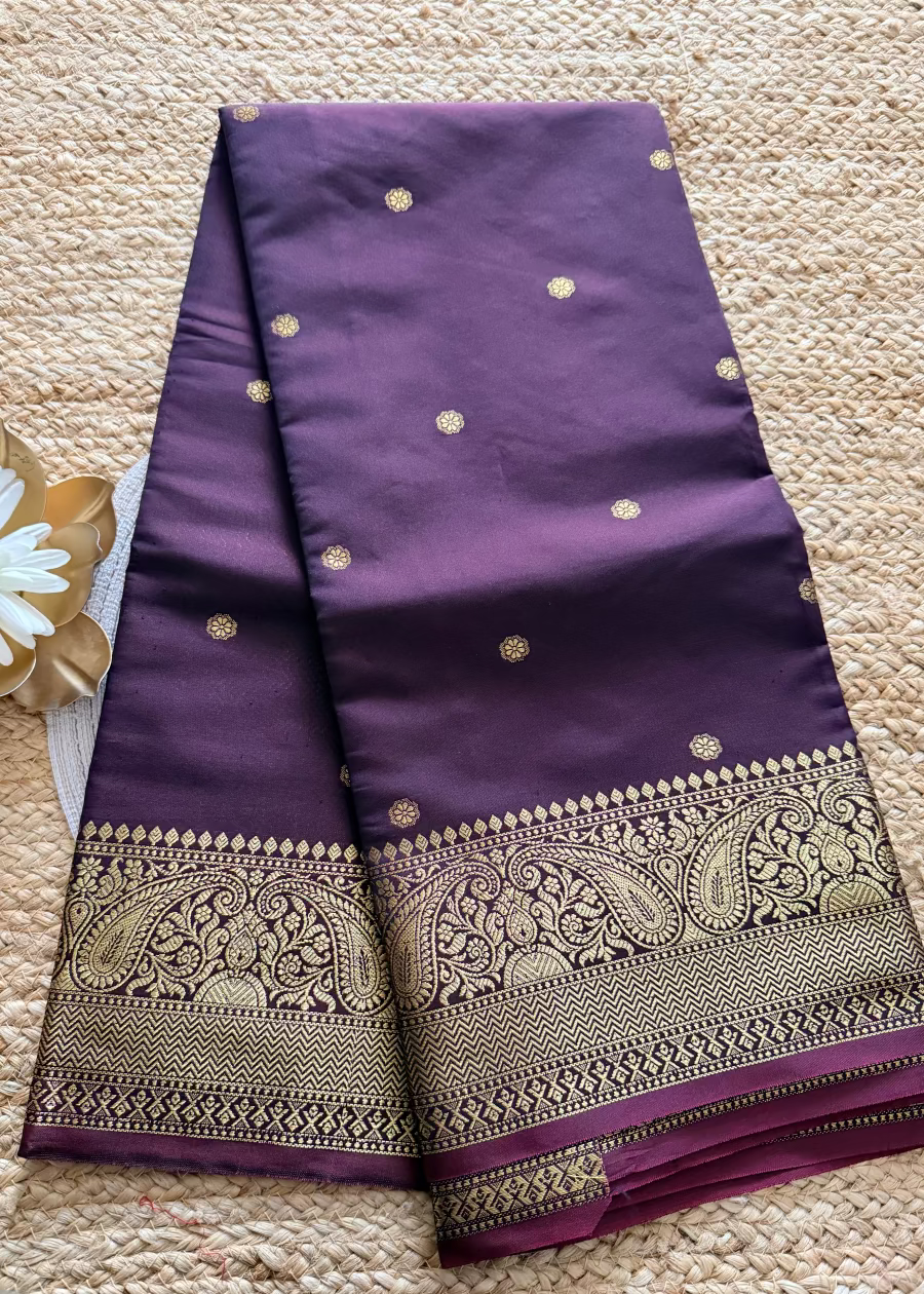 Coffee Brown Butti  Design Semi Silk Saree- TN