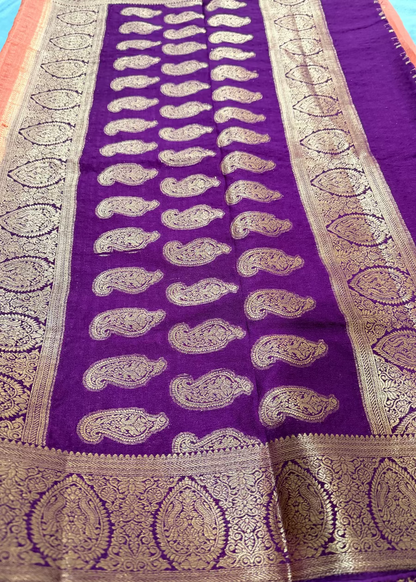 Peach Colour Semi Georgette Saree- Karnataka