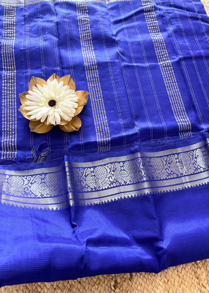 Royal Blue Mangalgiri Silk Saree - Andhra