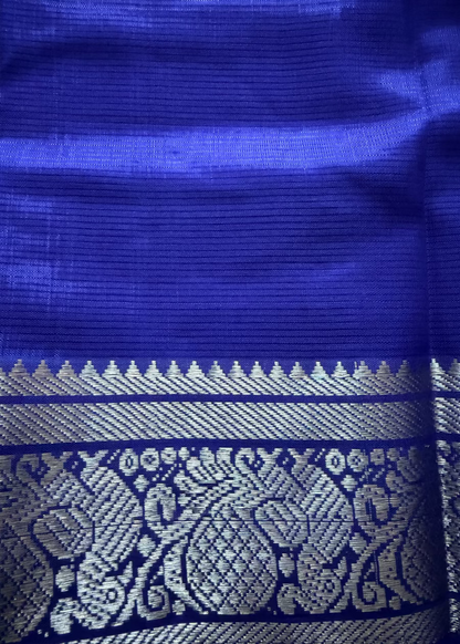 Royal Blue Mangalgiri Silk Saree - Andhra