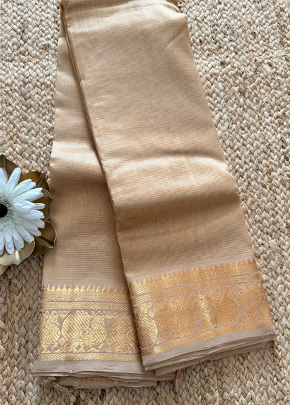 Beige Colour Mangalgiri Silk Saree - Andhra