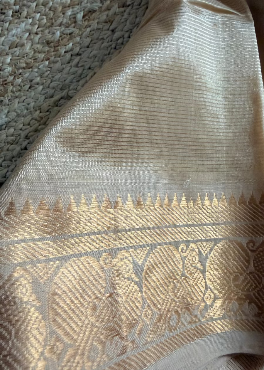 Beige Colour Mangalgiri Silk Saree - Andhra