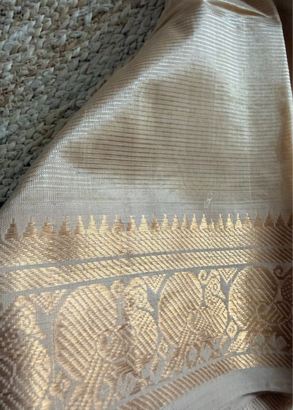 Beige Colour Mangalgiri Silk Saree - Andhra