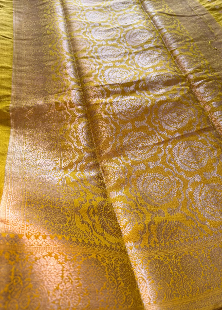 Yellow Banarasee Chanderi  Saree - Banaras