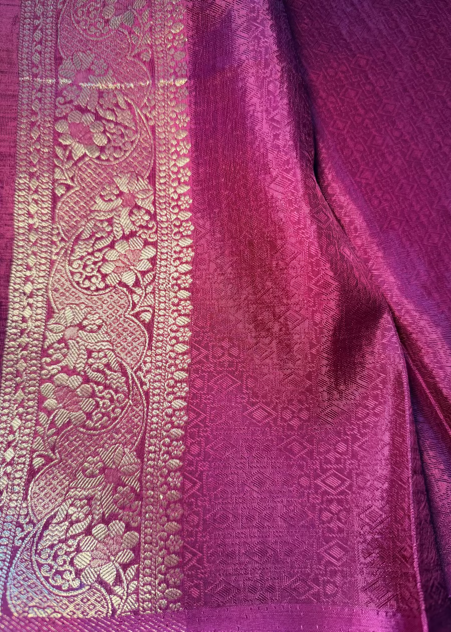 Winish Maroon Chinon Silk Saree - Banaras