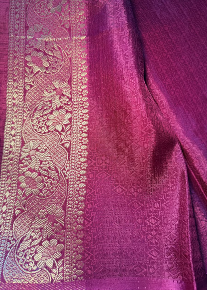 Winish Maroon Chinon Silk Saree - Banaras