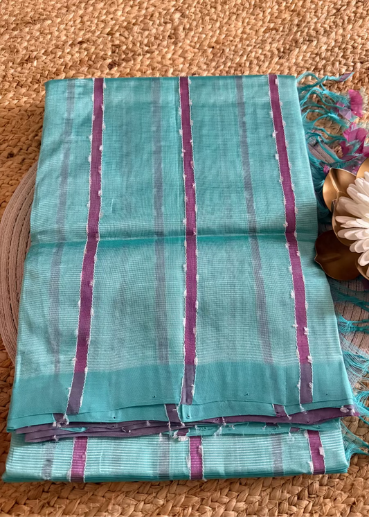 Jute Line Mangalgiri Cotton Silk Saree- Andhra