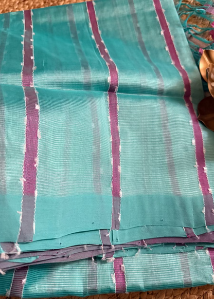 Jute Line Mangalgiri Cotton Silk Saree- Andhra