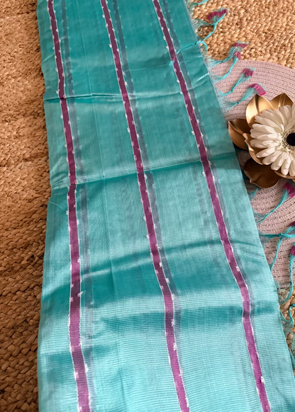 Jute Line Mangalgiri Cotton Silk Saree- Andhra