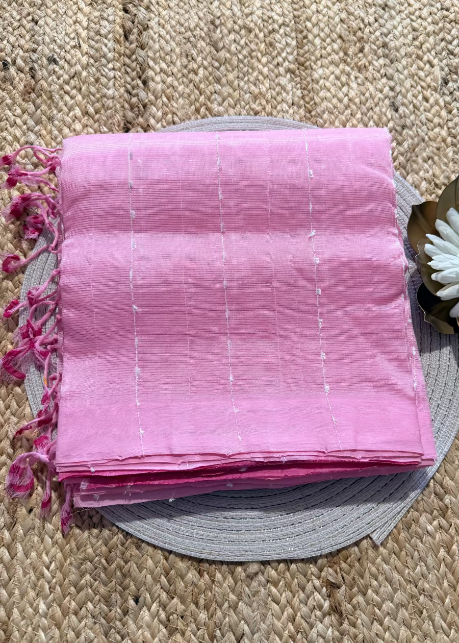 Baby Pink Mangalgiri Cottonsilk Saree - Andhra