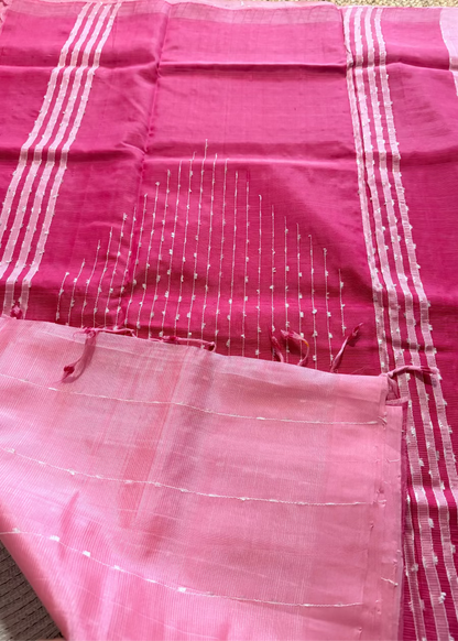 Baby Pink Mangalgiri Cottonsilk Saree - Andhra