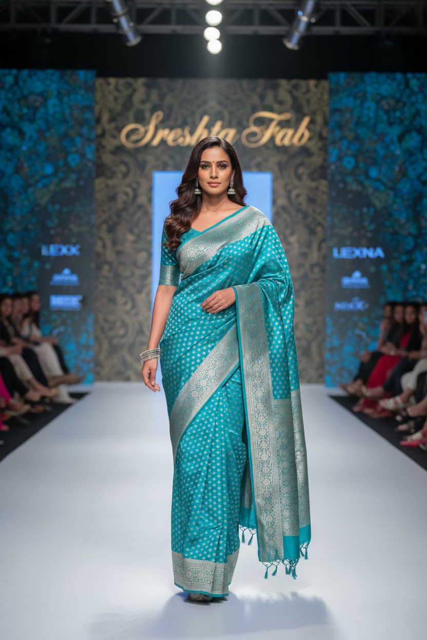 Rama Green Soft Silk  With Butta -Banaras