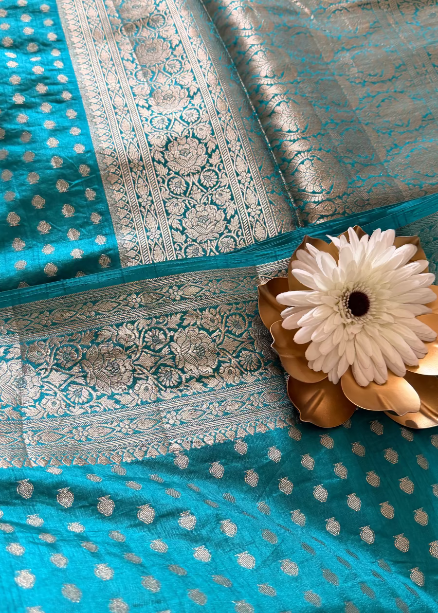 Rama Green Soft Silk  With Butta -Banaras