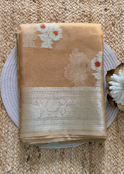 Golden Tissue Semi Silk Saree - Banaras