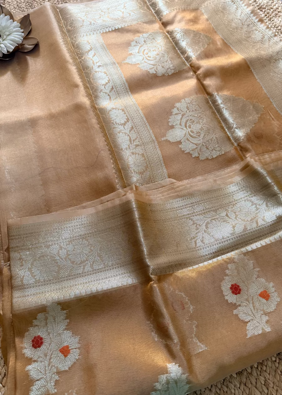 Golden Tissue Semi Silk Saree - Banaras