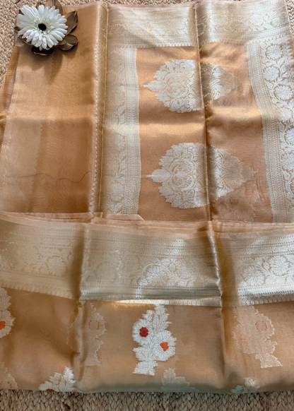 Golden Tissue Semi Silk Saree - Banaras