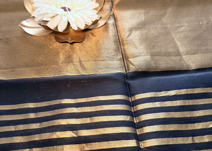 Black and Golden Maheshwari Silk Saree - MP