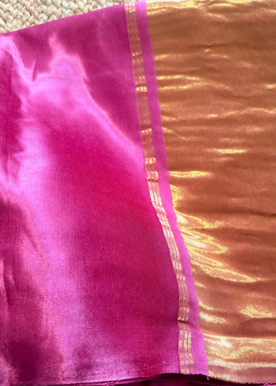Pink and Golden Modal Silk Saree - MP